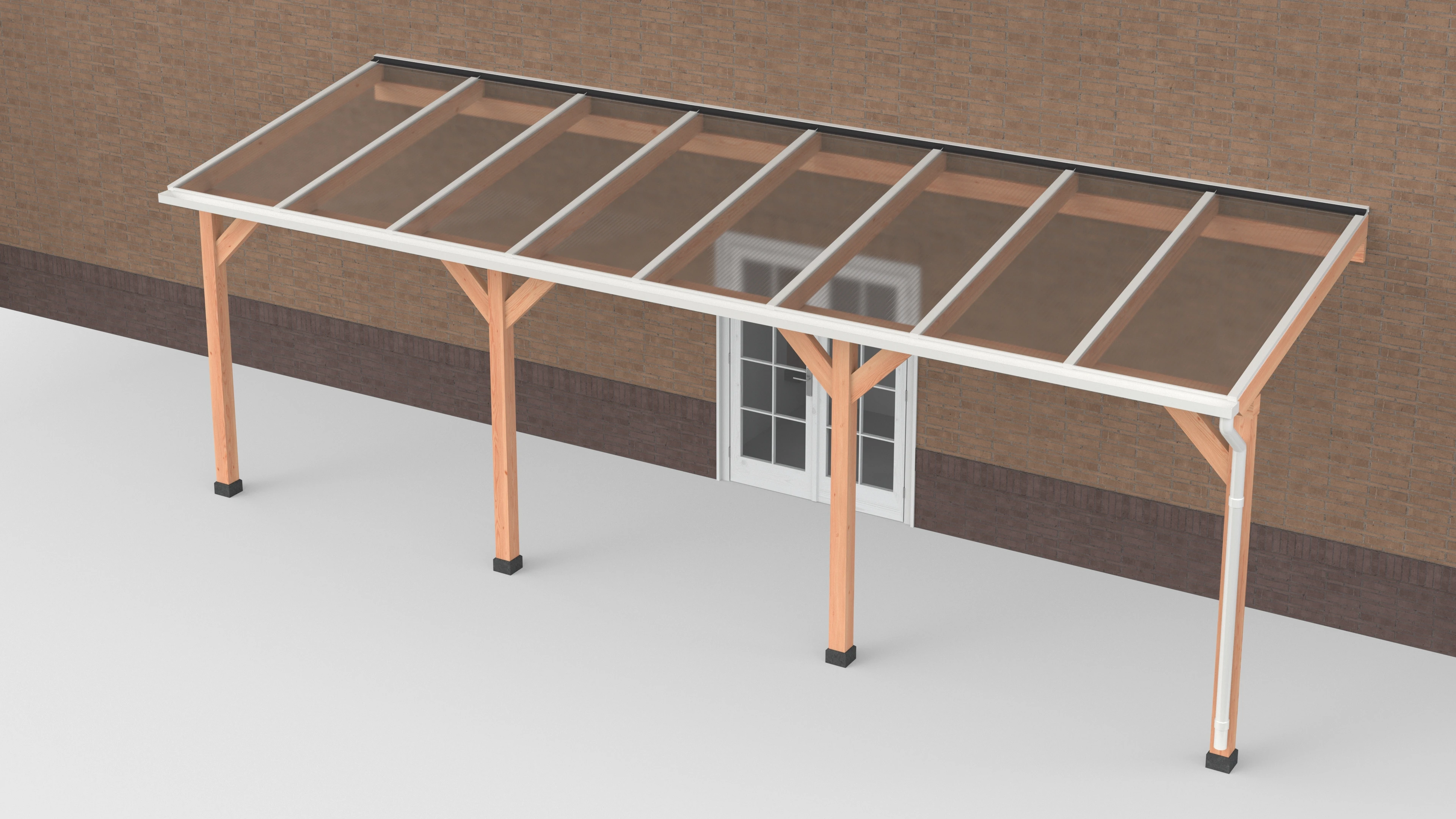 Douglas Terrasoverkapping Wit Polycarbonaat Helder Geschaafd - 800 x 250 cm - Afbeelding 1